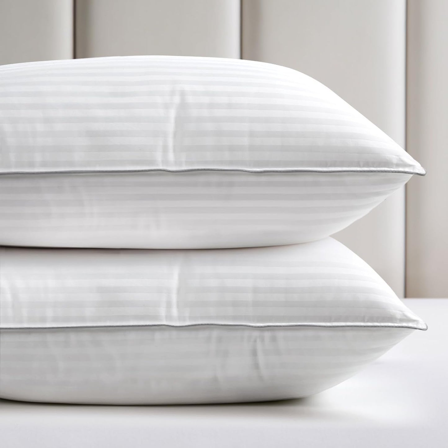 Luxurious Satin Stripe Down Pillow - Soft, Supportive