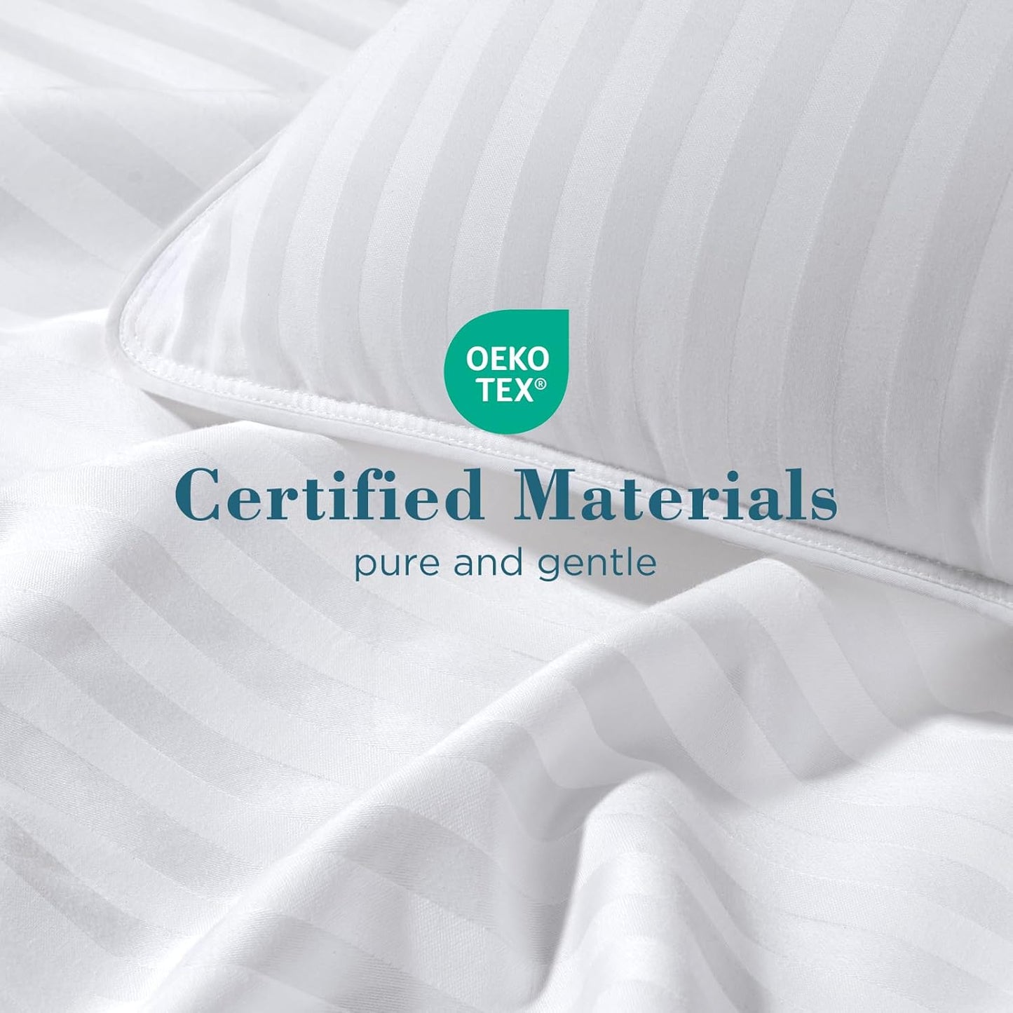 Luxurious Satin Stripe Down Pillow - Soft, Supportive