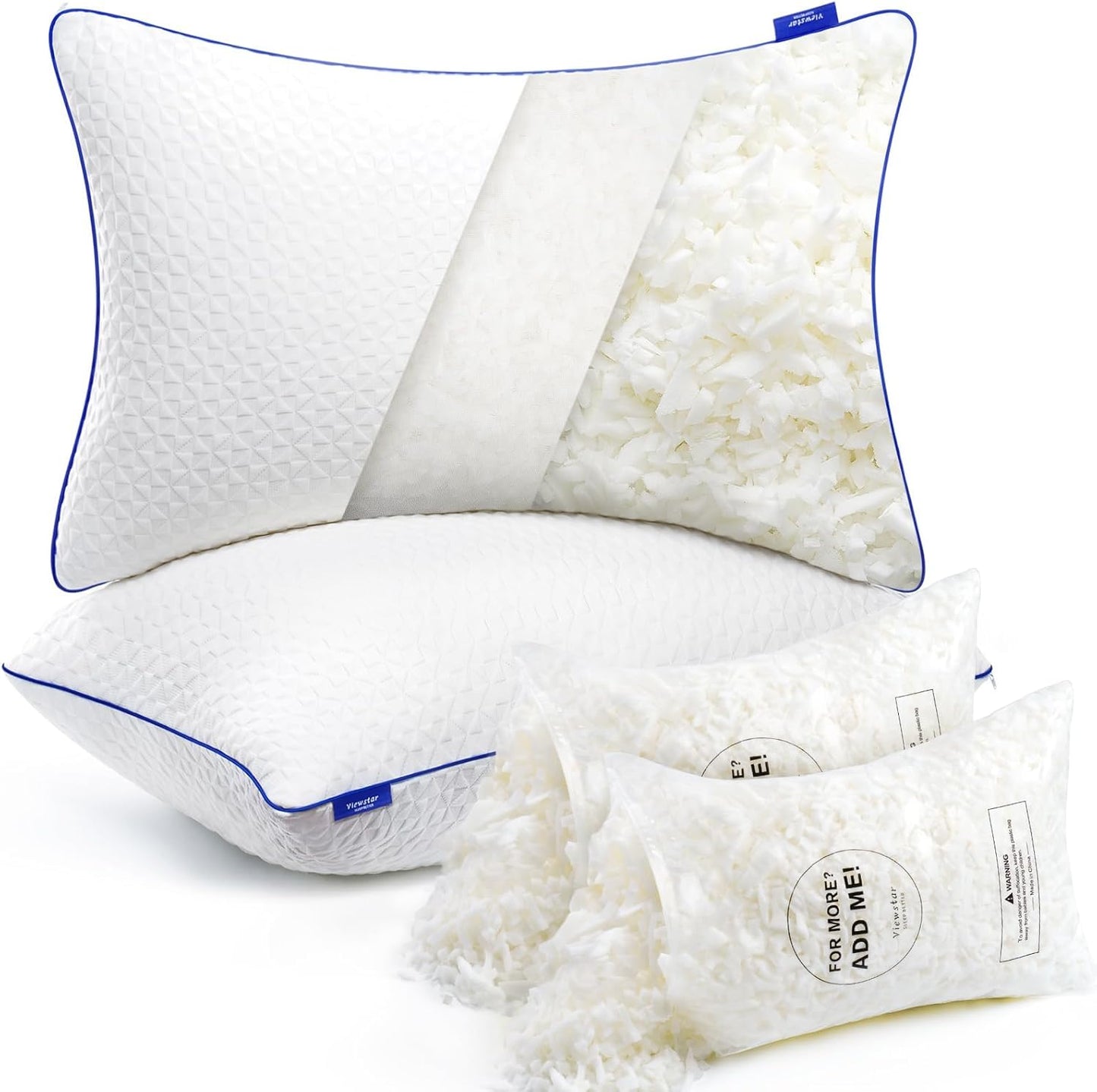 Viewstar Memory Pillows for Side Back Stomach Sleepers (2-Pack)