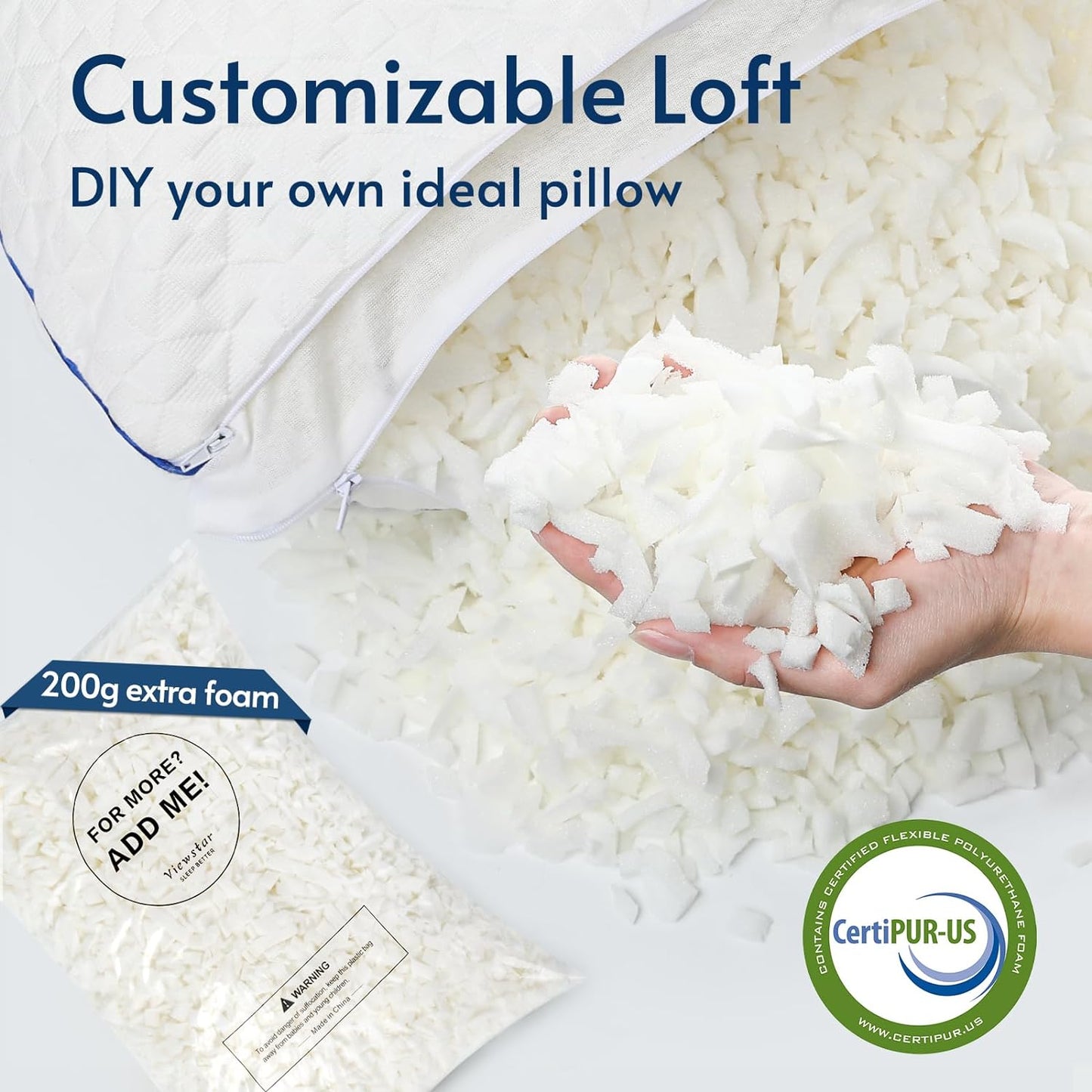 Viewstar Memory Pillows for Side Back Stomach Sleepers (2-Pack)