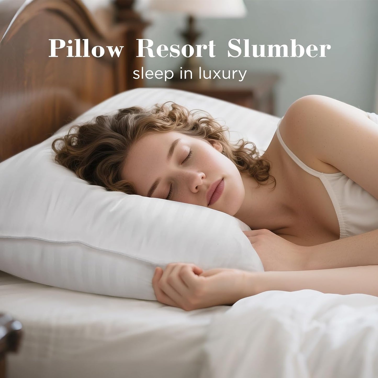 Luxurious Satin Stripe Down Pillow - Soft, Supportive