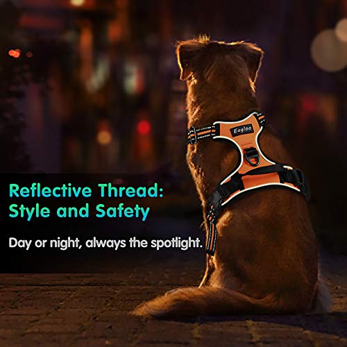 Eagloo Dog Harness No Pull, Walking Pet Harness with 2 Metal Rings and  Handle, Adjustable Reflective Breathable Oxford Soft Vest Easy Control  Harness for Small Medium Large Dogs, Rose Red, L 