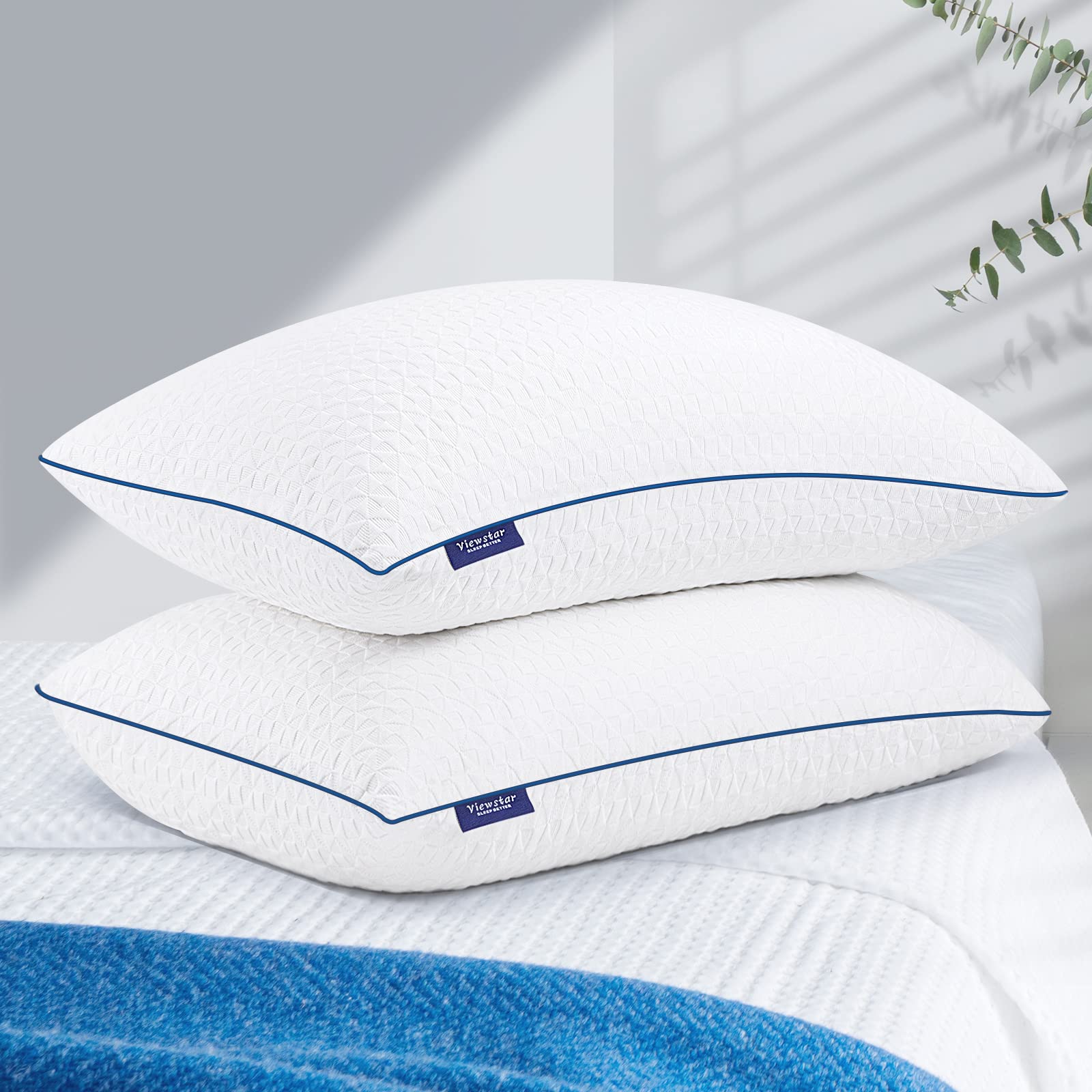  Shredded Memory Foam Pillows for Sleeping - Queen Size